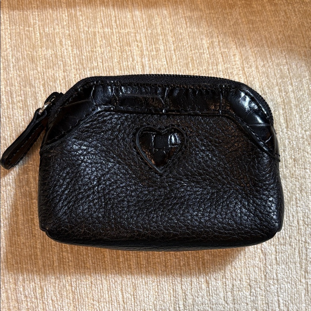 Black Leather Heart Accent Women's Bag